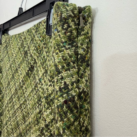 Hobbs London Tweed Skirt Green Plaid A-Line Made in England UK 16 US 12 Wool Zip - Picture 6 of 14